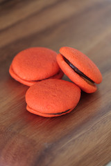 Obraz na płótnie Canvas Orange marron cookies with chocolate cream