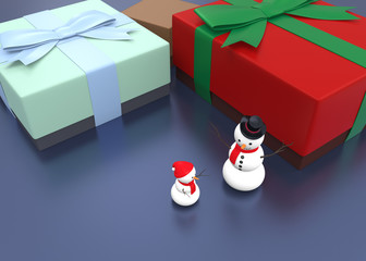 snowman and giftbox