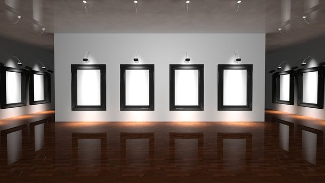 White canvas on the wall of the gallery