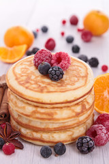 stack of pancake with berry