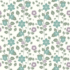 Seamless decorative floral and leaves pattern
