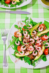 Fresh Green Salad With Shrimps