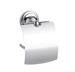 Metallic chrome tissue paper holder isolates on white