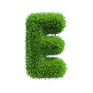 grass letter E isolated on white background