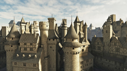 Medieval or fantasy town rooftops © Algol