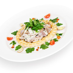 meat salad. isolated on white background