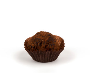 Chocolate cupcake isolated on white background