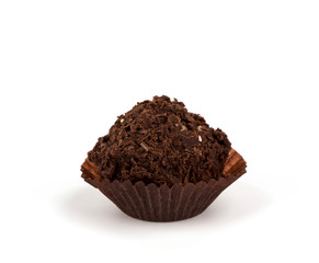 Chocolate cupcake isolated on white background