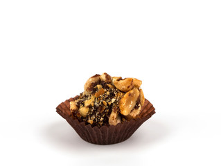 Chocolate cupcake isolated on white background
