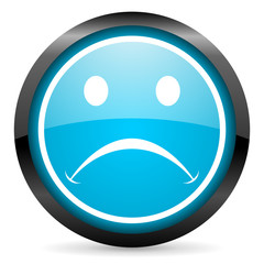 cry blue glossy circle icon on white background