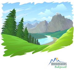Pine Trees , Mountains and Green Hills