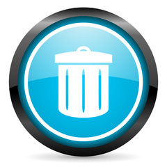 recycle blue glossy circle icon on white background