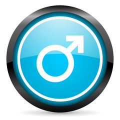 sex blue glossy circle icon on white background