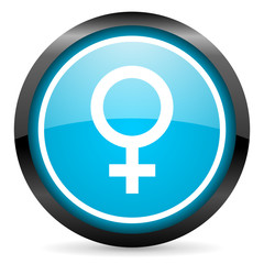 Fototapeta premium sex blue glossy circle icon on white background