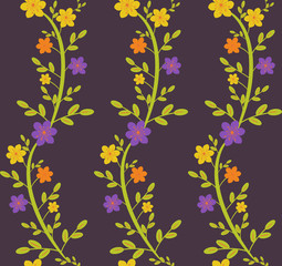 Seamless wavy floral pattern bright colorway