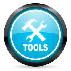 Fototapeta premium tools blue glossy circle icon on white background