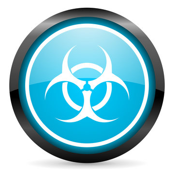 virus blue glossy circle icon on white background