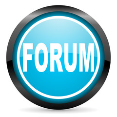 forum blue glossy circle icon on white background