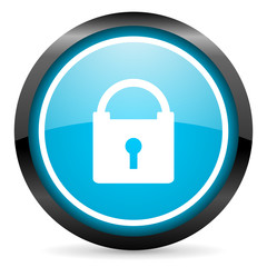 protect blue glossy circle icon on white background