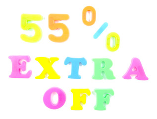 55% extra off written in fridge magnets