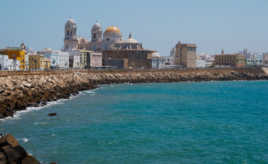 Beautiful view of the cathedral of Cadiz  Spain