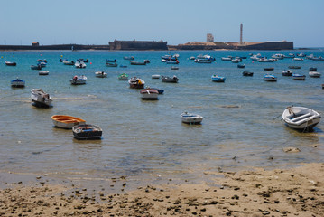 Boats  in Cadiz beach, Spain