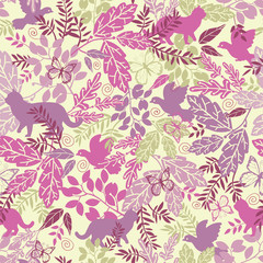 Vector wildlife seamless pattern background with hand drawn