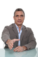 Man holding his hand out