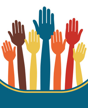Hands volunteering or voting vector.