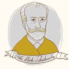 Vector Portrait Petr Ilich Tchaikovsky.