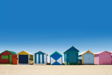 Photo sur Aluminium Australie Belles maisons de bain sur la plage de sable blanc