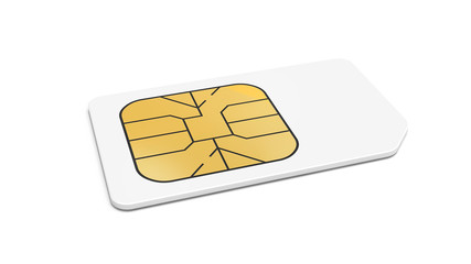 White Sim card isolated on white background