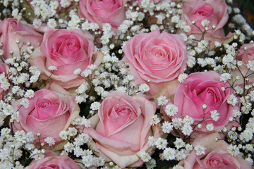 wedding arrangement with pink roses