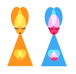 Abstract female silhouette with high hair