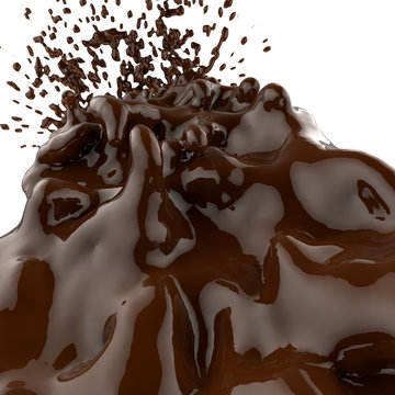 close up splash of brown hot chocolate 3d