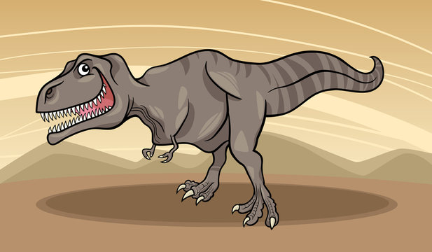 cartoon illustration of tyrannosaurus dinosaur
