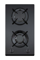 Black glass gas hob isolated on white