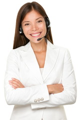Cheerful Asian call operator