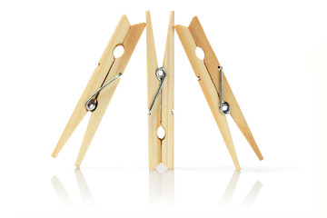 Three Wooden Clothes Pegs