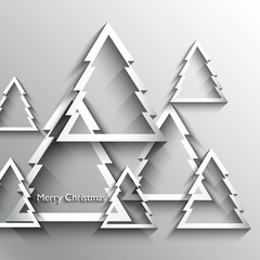 Simple merry christmas tree shiny original new year card vector
