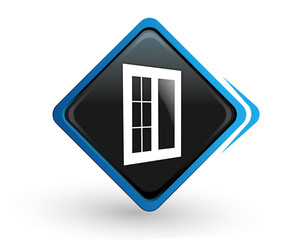 icône fenêtre sur bouton carré bleu design