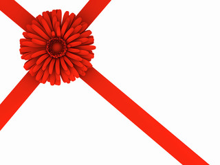 Flower and ribbon. Isolated on white