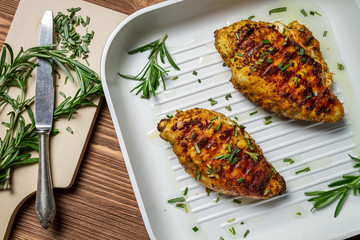 Fried chicken breast with rosemary
