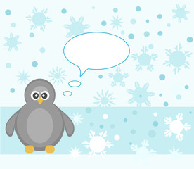 Penguin on snowy background