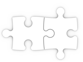 isolated two puzzle pieces with clipping path