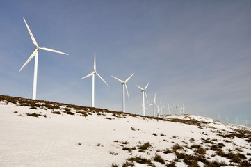 Eolian generators in winter (Basque Country)