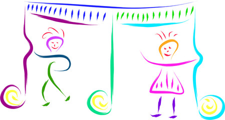 kids playing with musical notes vector