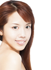 Fototapeta premium close up of beautiful smiling asian young woman face
