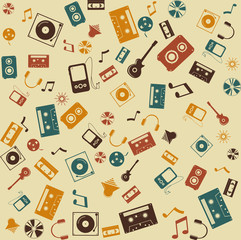 Vector background seamless. Retro Music and sound.