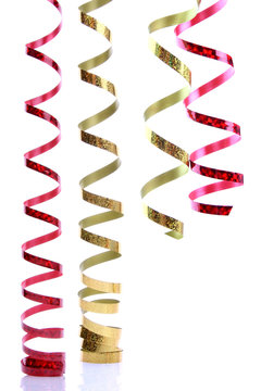 Gold and red ribbons, metallic